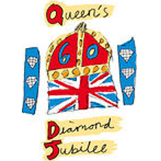 Child's drawing of a crown, union jack flag and diamonds, used in 2012 to celebrate the Queen's Diamond Jubilee