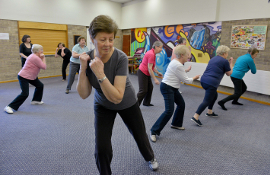 An over 50's Zumba Gold session at Bicester Health and Wellbeing Centre