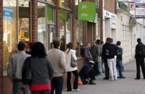 People queuing at a Job Centre
