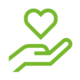 Heart on hand icon