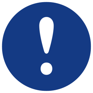 An exclamation mark in a circle