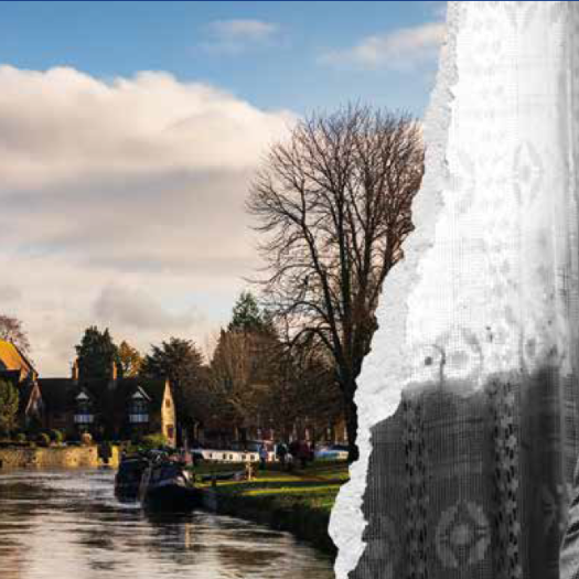 Uncovered 2 news image (810 x 525 px) An image of the Thames in Abingdon, ripped away to reveal a lonely older man looking out of a window