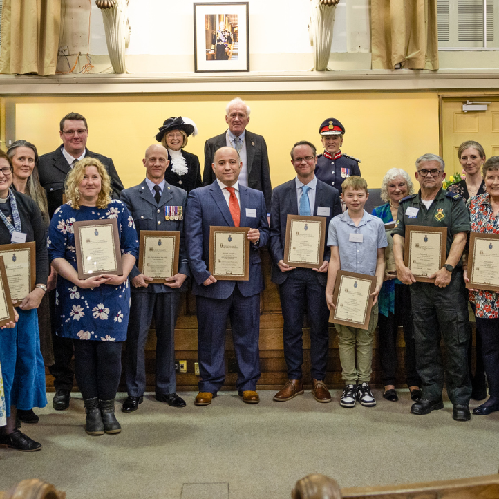 High Sheriff news article 810525 The High Sheriff with recipients of the annual High Sheriff Award, holding their certificates.