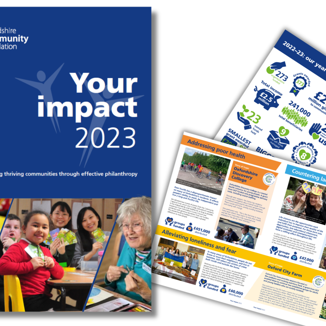Impact report front cover and two pages from the report.