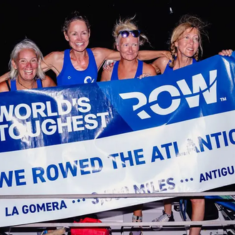 Four women after completing Atlantic row