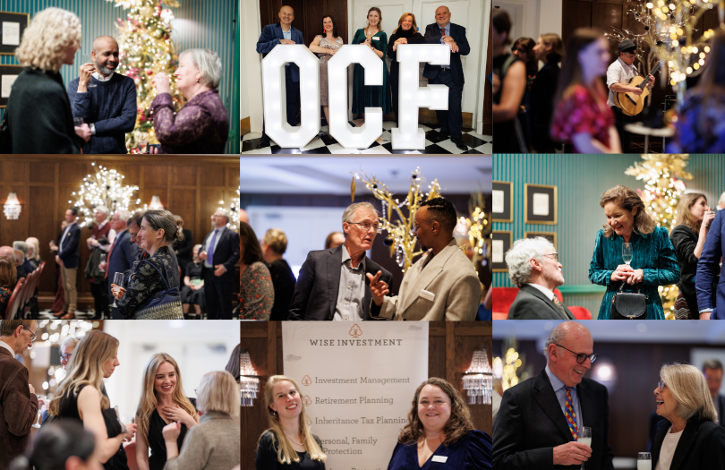 photo montage of various people enjoying themselves at a drinks reception.