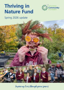 The front cover of the report featuring a person holding a leaf garland in front of their face.